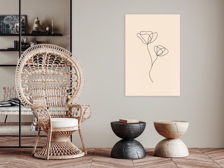 Canvastavla Linear Flower - Minimalistic Composition on a Beige Background 146320 additionalImage 3