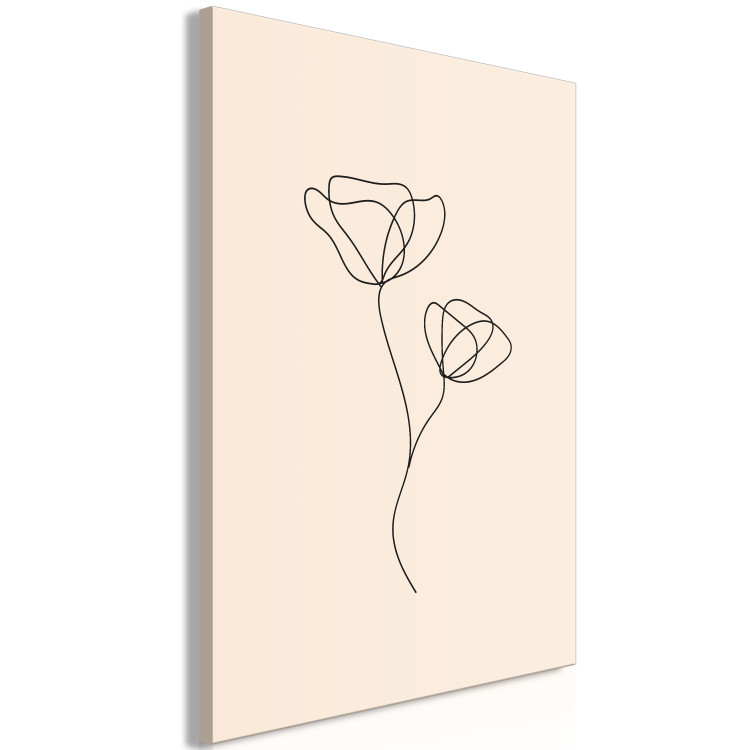 Canvastavla Linear Flower - Minimalistic Composition on a Beige Background 146320 additionalImage 2
