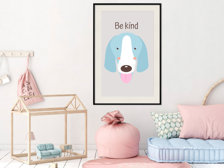 Wall Poster Be Kind - Blue Cheerful Dog and Motivational Slogan for Children 146620 additionalImage 16