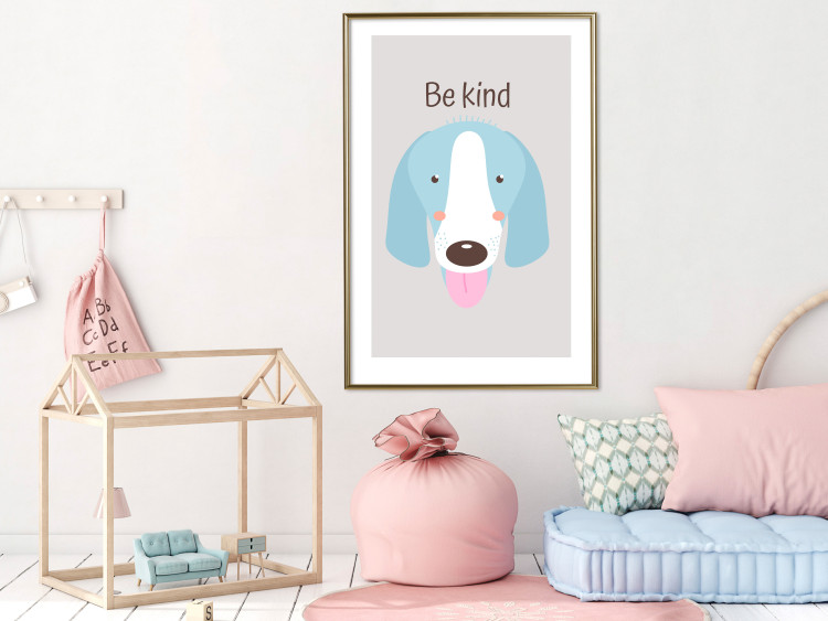 Wall Poster Be Kind - Blue Cheerful Dog and Motivational Slogan for Children 146620 additionalImage 15