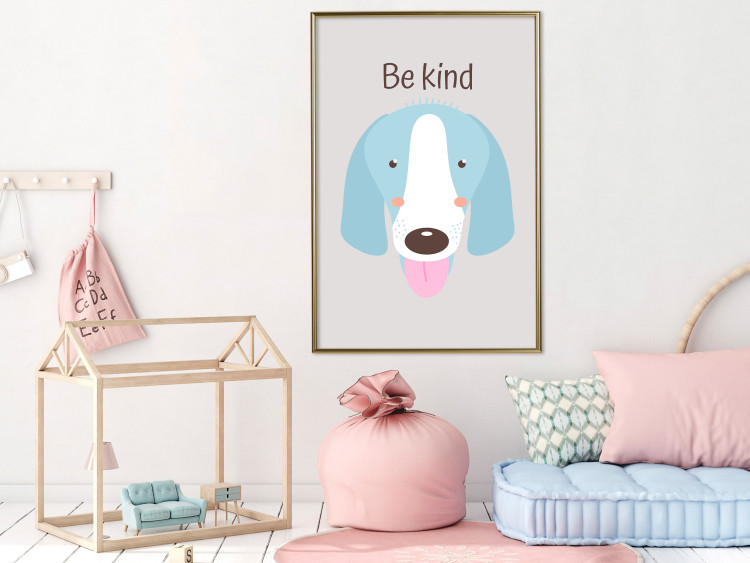 Wall Poster Be Kind - Blue Cheerful Dog and Motivational Slogan for Children 146620 additionalImage 14