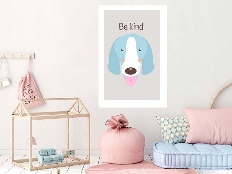 Wall Poster Be Kind - Blue Cheerful Dog and Motivational Slogan for Children 146620 additionalImage 10