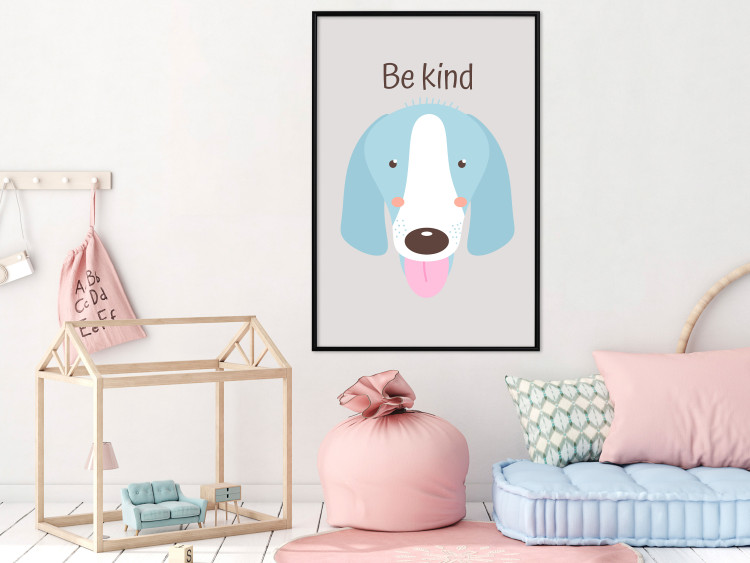 Wall Poster Be Kind - Blue Cheerful Dog and Motivational Slogan for Children 146620 additionalImage 8
