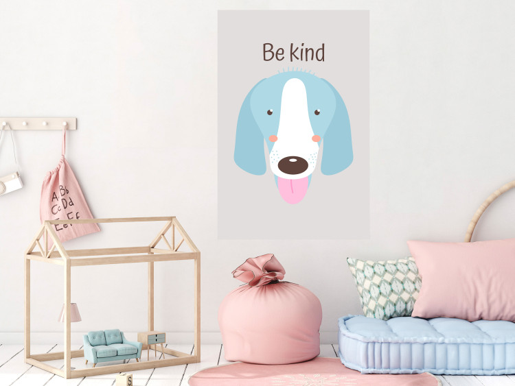 Wall Poster Be Kind - Blue Cheerful Dog and Motivational Slogan for Children 146620 additionalImage 11