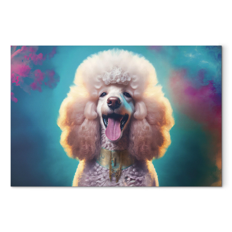 Konst AI Fredy the Poodle Dog - Joyful Animal in a Candy Frame - Horizontal 150220