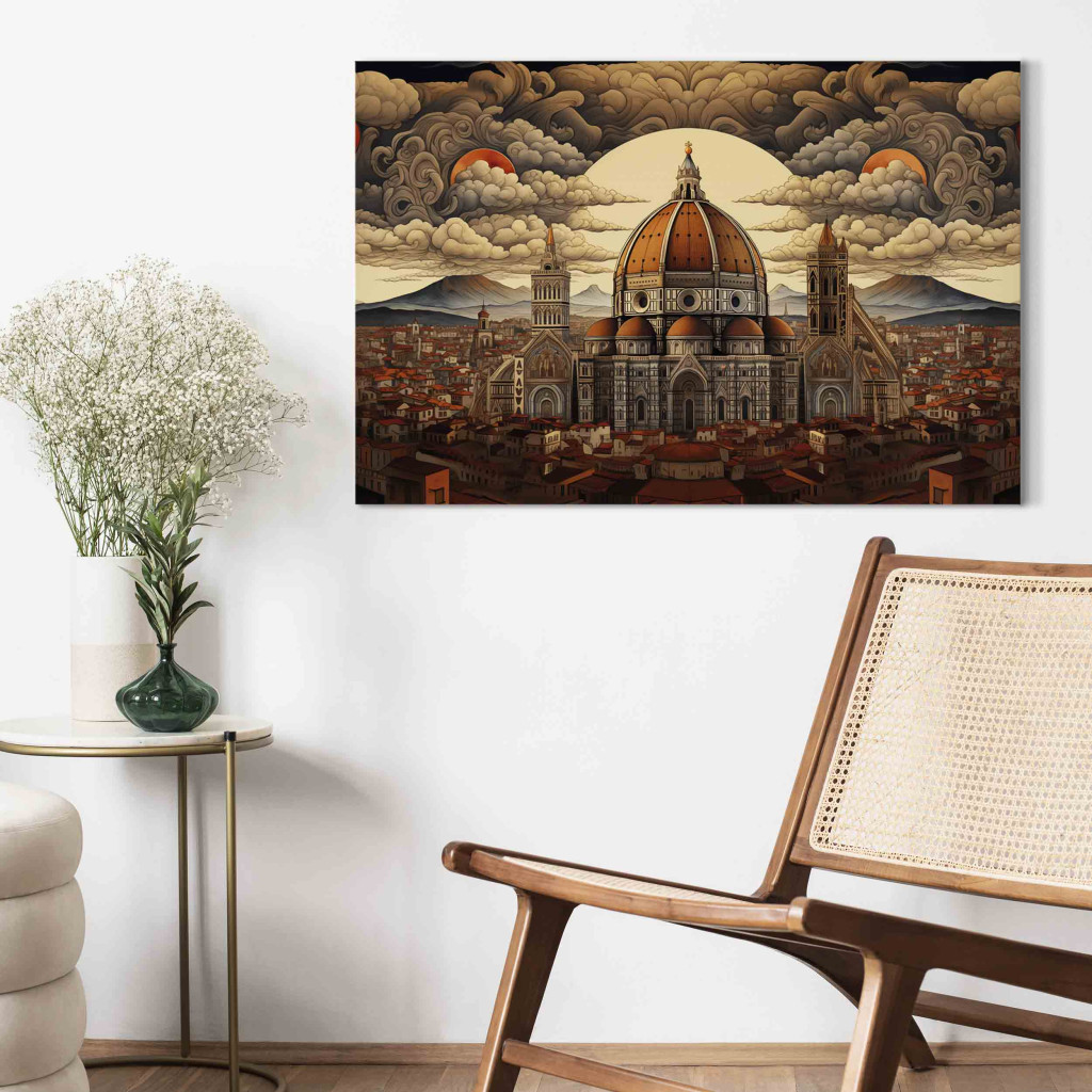 Schilderij  Andere Steden: Florence - Gothic Cathedral With A Sunset View