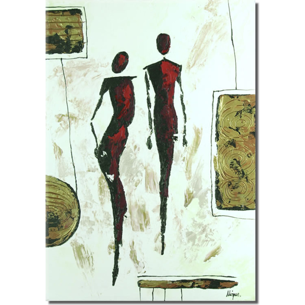Quadro Figuras Abstratas (1 Peça) - Silhuetas De Duas Pessoas Com Desenhos