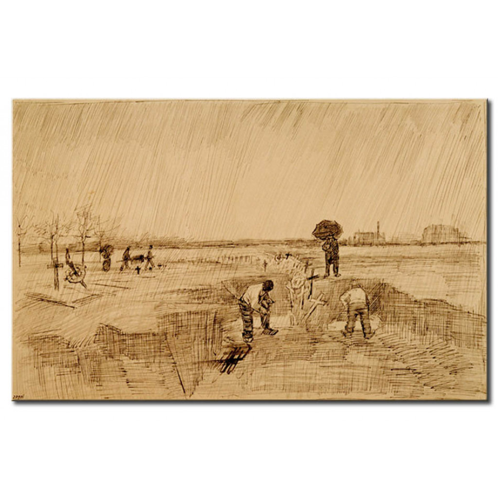 Schilderij  Vincent Van Gogh: Cemetery In The Rain