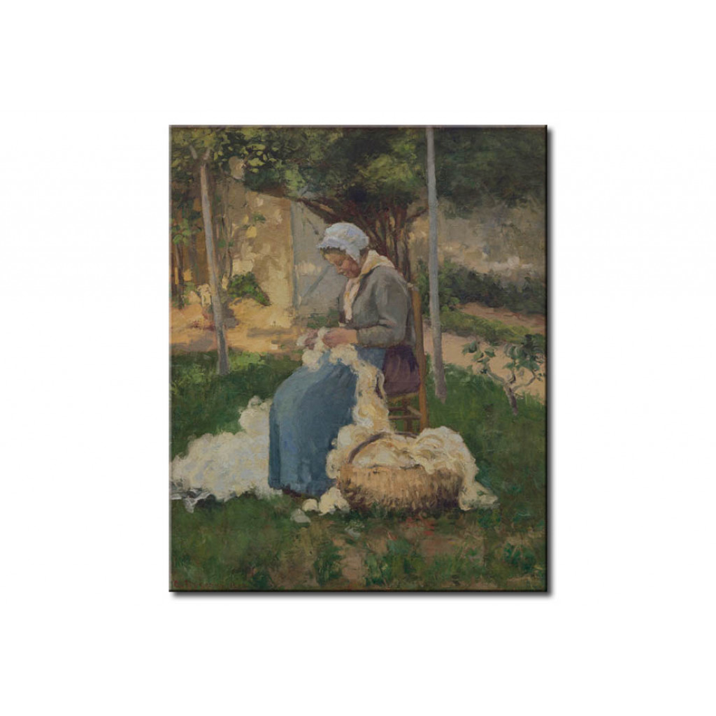 Schilderij  Camille Pissarro: Bäuerin Beim Wollezupfen