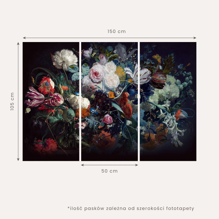 Fototapeta Kwietny sen - kompozycja kwiatów w jasnych kolorach na ciemnym tle 60720 additionalImage 4
