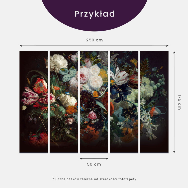 Fototapeta Kwietny sen - kompozycja kwiatów w jasnych kolorach na ciemnym tle 60720 additionalImage 9