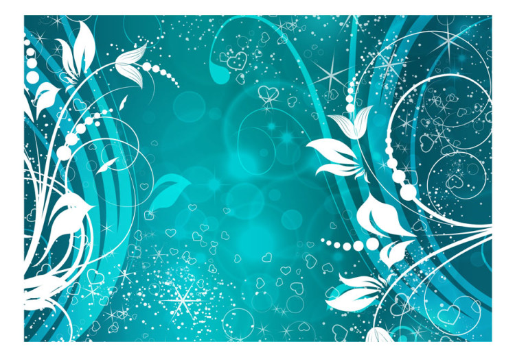 Wall Mural Turquoise Faces of Magic - Floral Motif on Background with Imaginary Pattern 60820 additionalImage 1