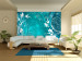 Wall Mural Turquoise Faces of Magic - Floral Motif on Background with Imaginary Pattern 60820