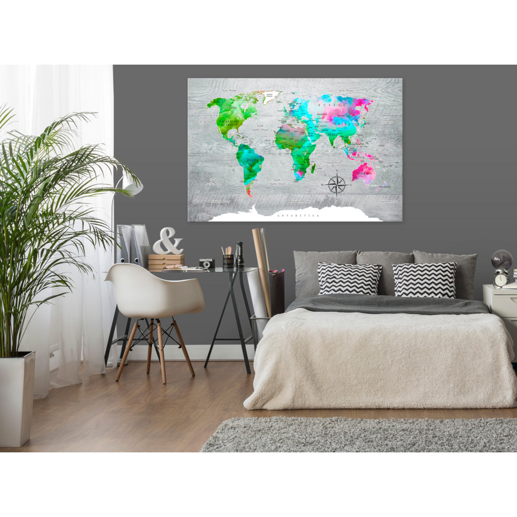 Schilderij  Kaarten Van De Wereld: World Map: Green Paradise