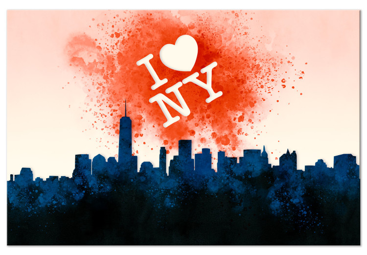 Obraz na płótnie Miejskie uczucia - abstrakcyjna panorama miasta Nowy Jork z napisami