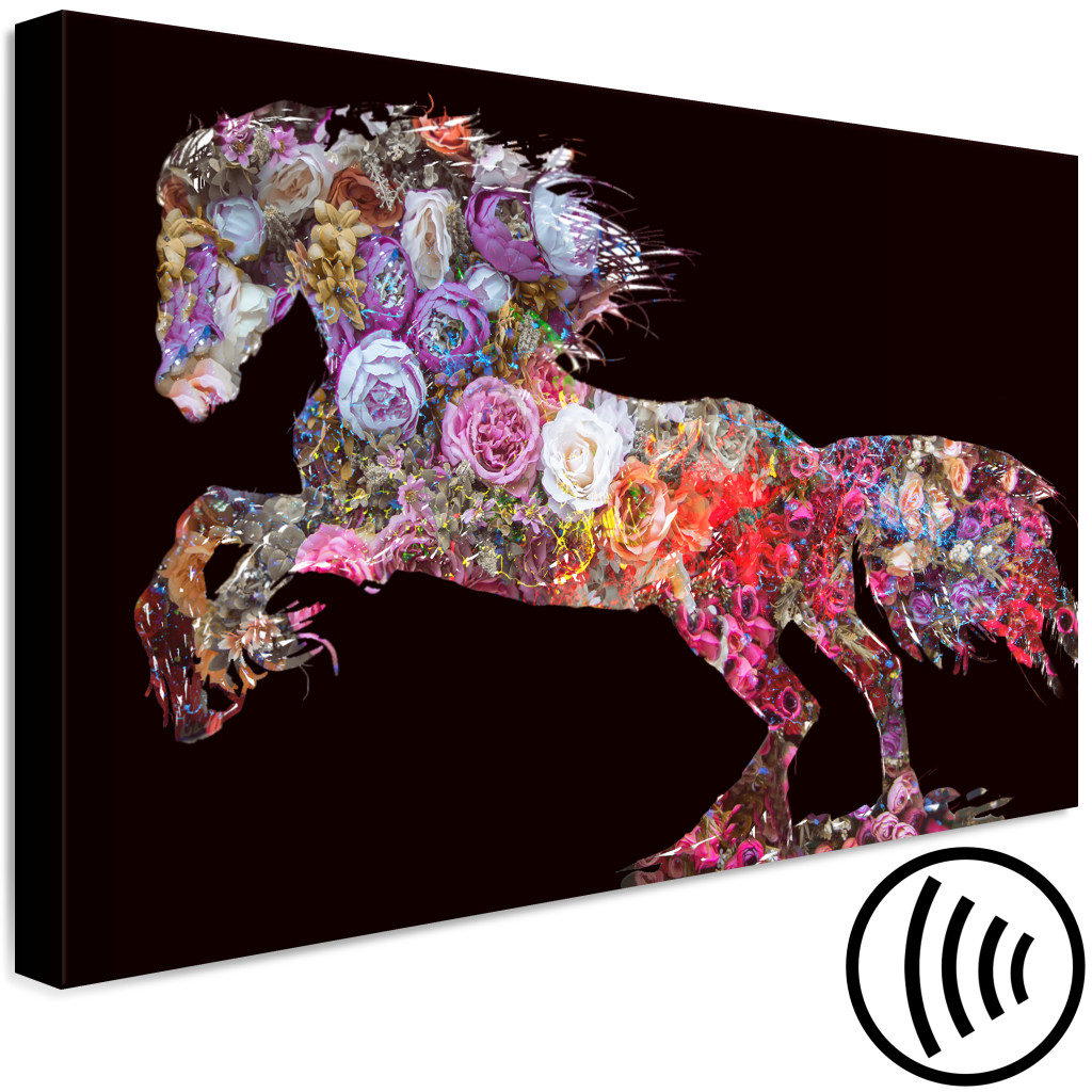 Tavla Frenzy Of Flowers - Abstrakt Med Blomstermotiv I Form Av En Häst
