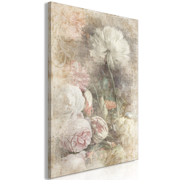 Obraz Martwa natura w stylu vintage - delikatne kwiaty na szarym tle 135930 additionalImage 2