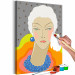 Obraz do malowania po numerach Ekstrawagancka kobieta - portret eleganckiej postaci, białe włosy, kolorowy kołnierz 144130 additionalThumb 6