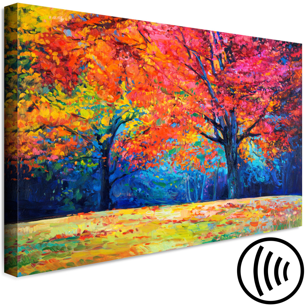 Obraz Kolorowy Park Jesienią - Malowany Pejzaż, Alejka W Barwach Września
