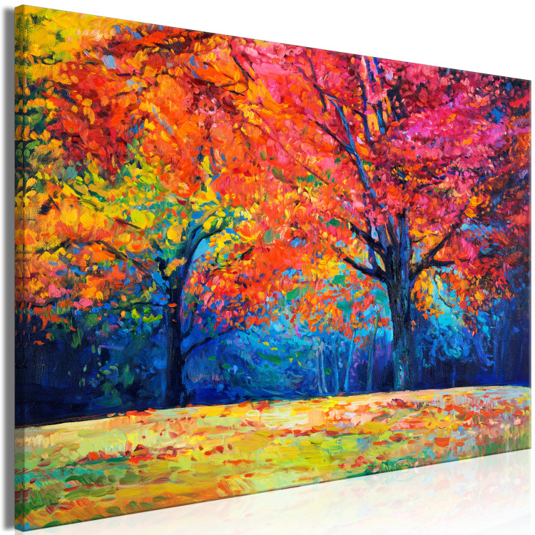 Canvas Art Print Colorful Park in Autumn - Painted Landscape, Alley in the Colors of September 145530 additionalImage 2