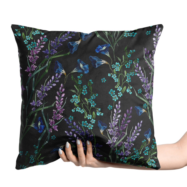 Sammets kudda Provencal night - fine floral motif on black background 147130 additionalImage 2