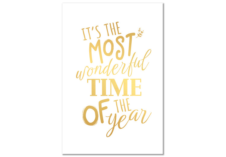 Canvas The Most Beautiful Time - Decorative Inscription, Golden Holiday Text