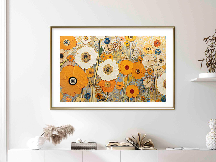 Cartel Orange Composition - Flowers in a Meadow in the Style of Klimt’s Paintings 151130 additionalImage 20