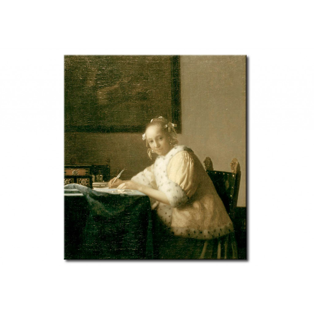 Schilderij  Jan Vermeer: Woman In Yellow Writing A Letter