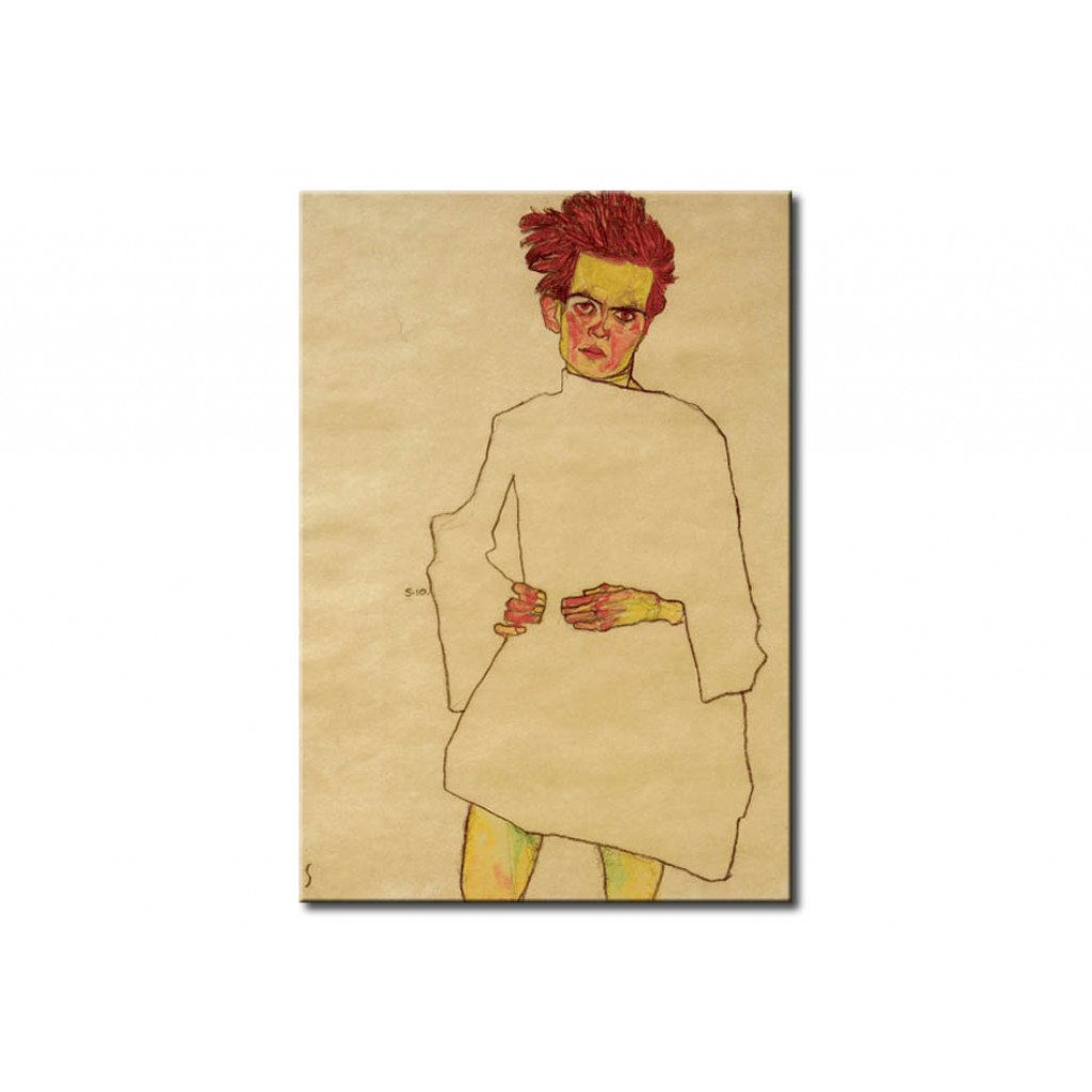 Schilderij  Egon Schiele: Selbstbildnis Mit Hemd