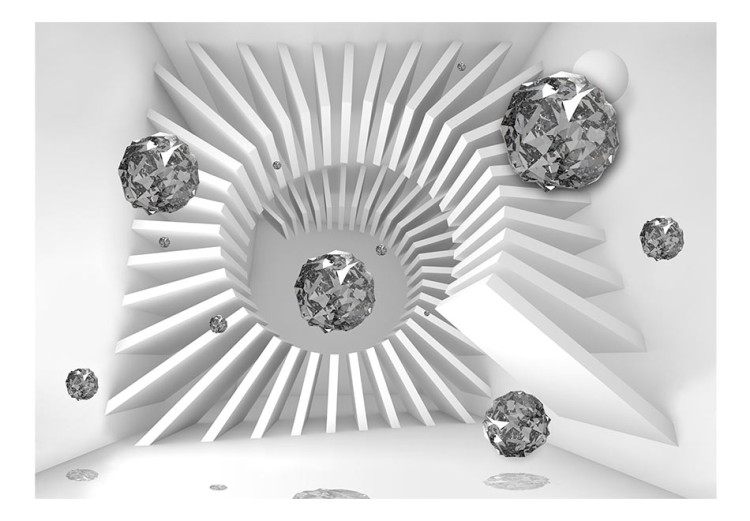 Fototapeta Architektura domina - nowoczesna biała przestrzeń ze srebrnymi kulami 61730 additionalImage 1