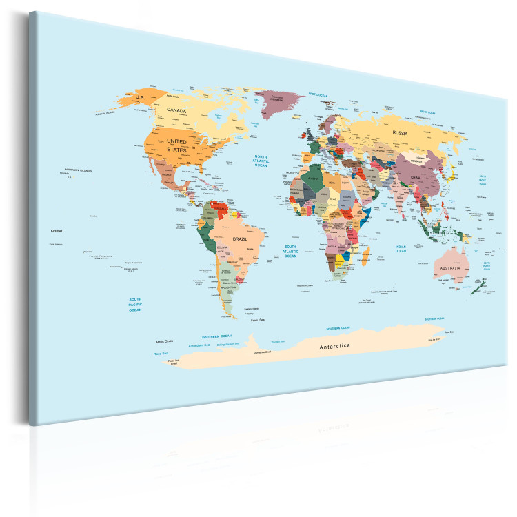 Wandbild Die Weltkarte auf einem Blick - bunte Grafiken mit Ländern und Städten 90230 additionalImage 2