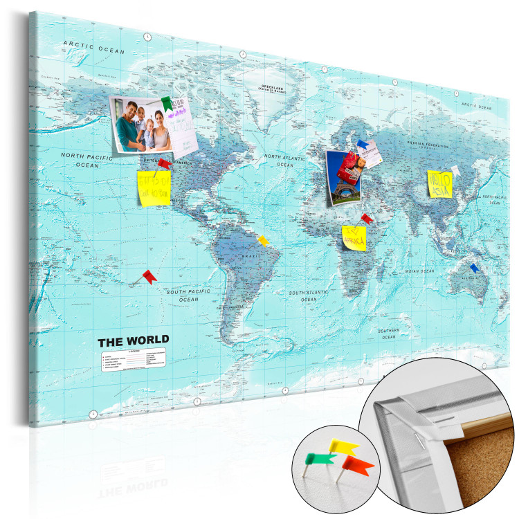 Ozdobna tablica korkowa Mapa świata: Błękitny świat [Mapa korkowa] 98030