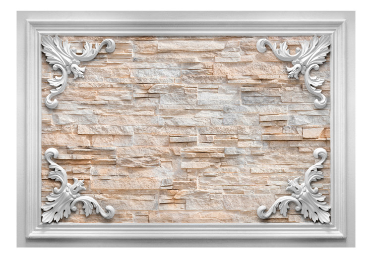 Photo Wallpaper Frame - brick wall motif enclosed in a white picture frame 108140 additionalImage 1