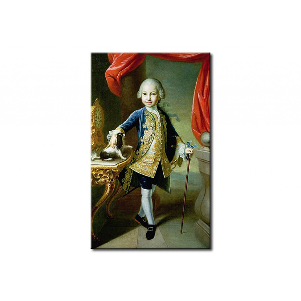 Målning Portrait Of A Boy With Pet Spaniel