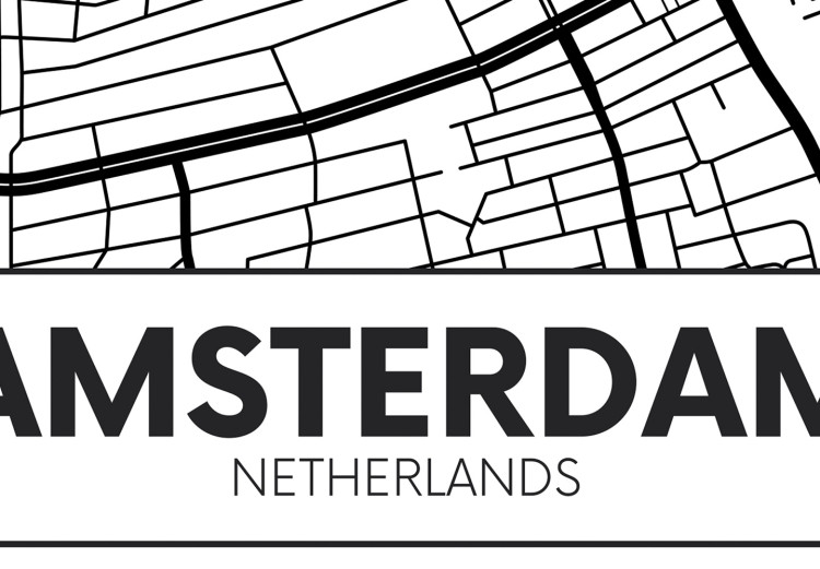 Obraz Ulice Amsterdamu - czarno-biała, linearna mapa holenderskiego miasta 116340 additionalImage 4