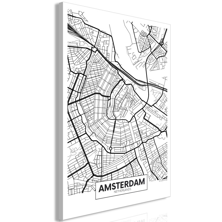 Obraz Ulice Amsterdamu - czarno-biała, linearna mapa holenderskiego miasta 116340 additionalImage 2