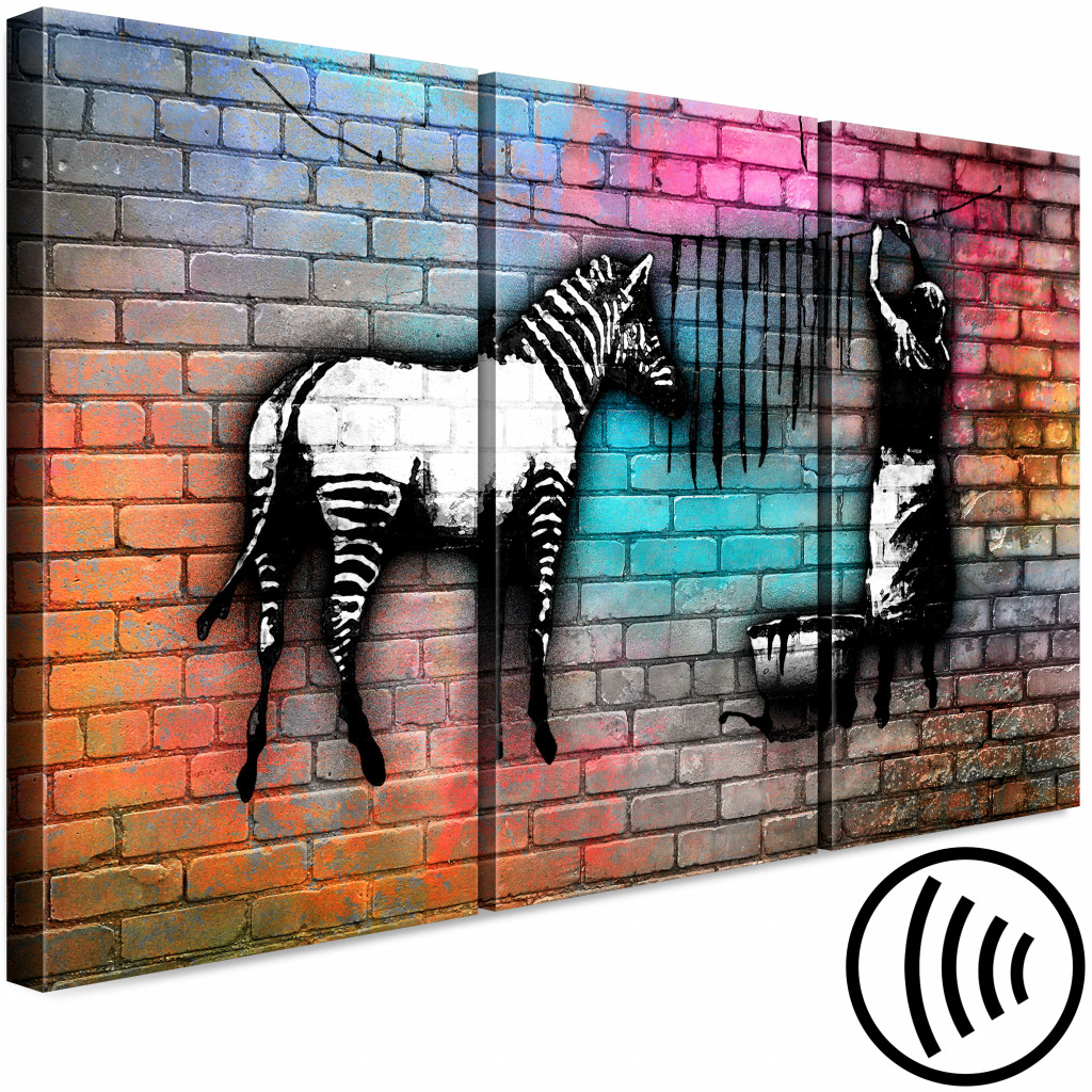 Tavla Zebratvätt - Gatukonstgrafik På En Abstrakt Färgad Tegelsten