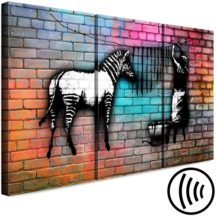 Bild auf Leinwand Zebra Wash - Graphic Street Art auf abstrakten, bunten Ziegelstein 118540 additionalImage 6