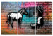 Tableau Lavage de zèbres - des graphiques sur une brique abstraite et colorée 118540