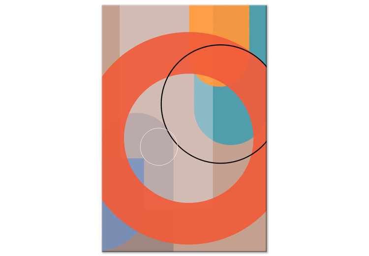Canvas Circles and semicircles - multicoloured figures on beige background