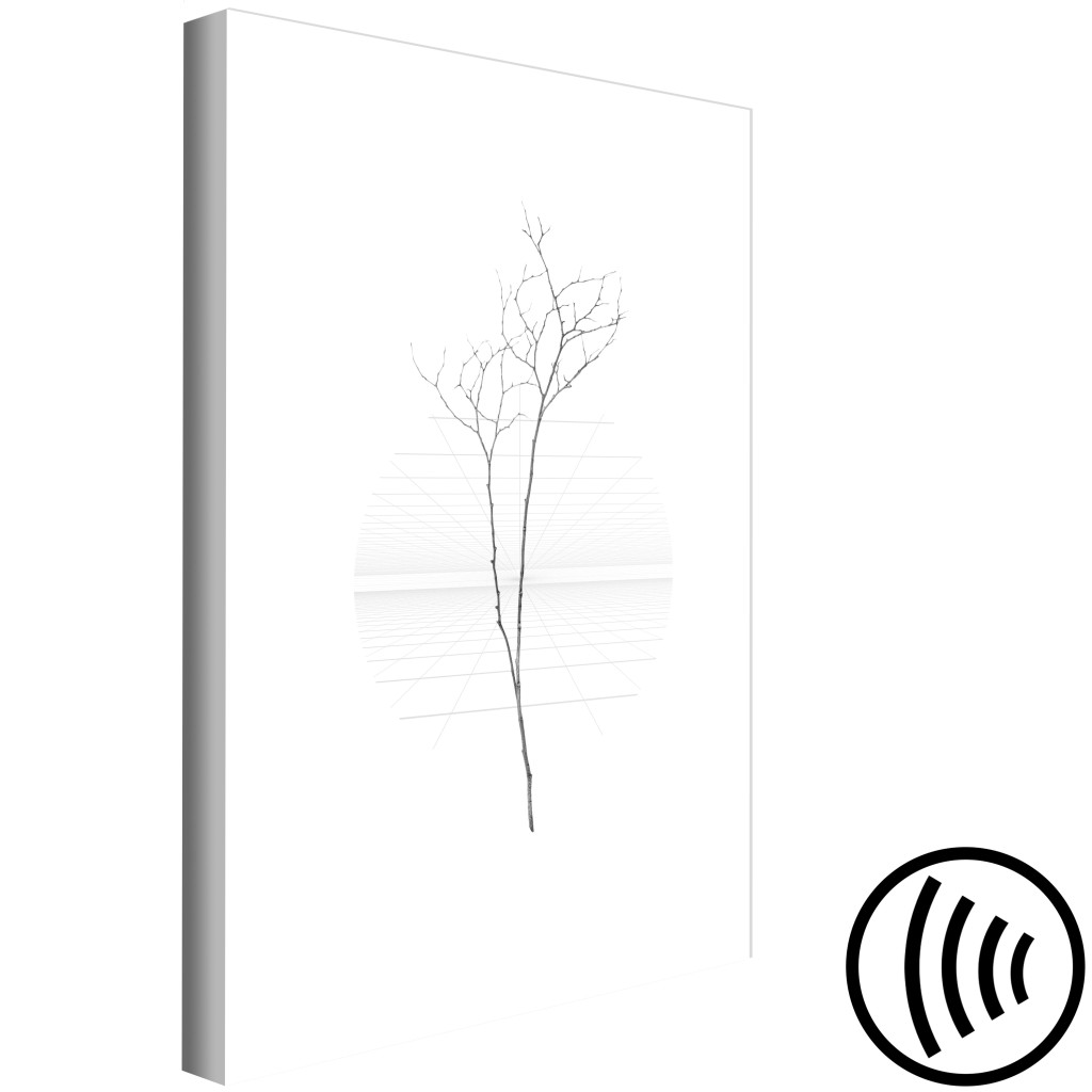 Obraz Gałązka Drzewa - Minimalistyczna Kompozycja Z Czarną Gałązka Drzewa Bez Liści Na Białym Tle