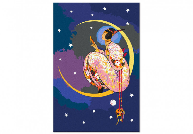 Obraz do malowania po numerach Rozgwieżdżona noc - kobieta na księżycu patrząca w lusterko 144140 additionalImage 6
