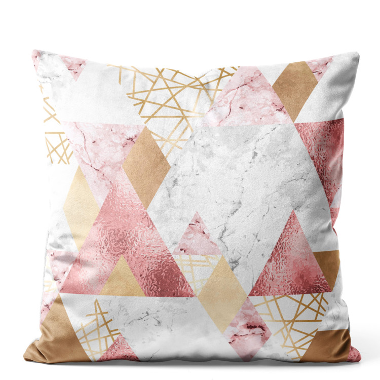 Sammets kudda Geometric patchwork - design with triangles, marble and gold pattern 147140