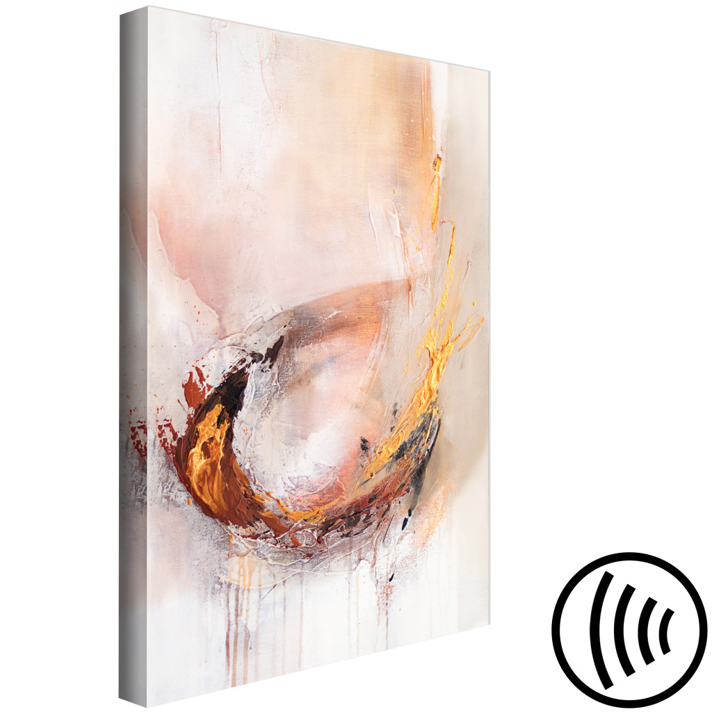 Schilderij  Abstract: Painted Abstraction - Light Beige Composition With An Accent Of Gold And Bronze