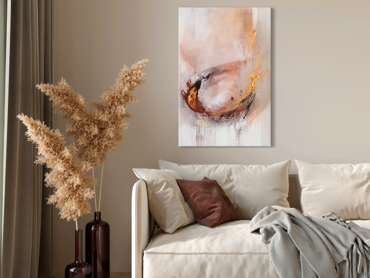 Canvastavla Painted Abstraction - Light Beige Composition With an Accent of Gold and Bronze 148440 additionalImage 3