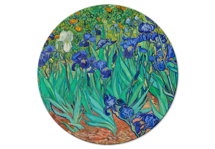 Round Canvas Irises by Vincent Van Gogh - Blue Flowers in the Meadow 148740