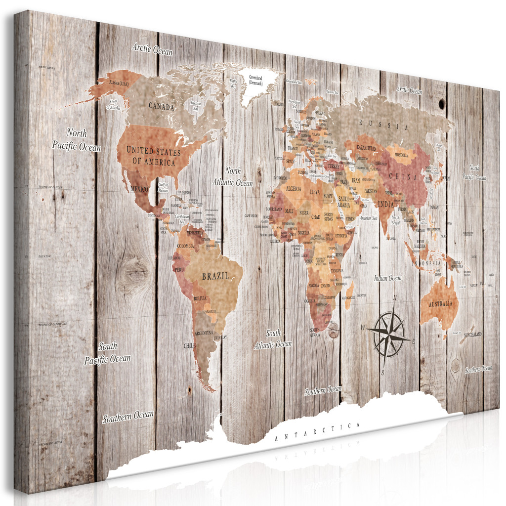 Schilderij World Map: Wooden Stories II [Large Format]