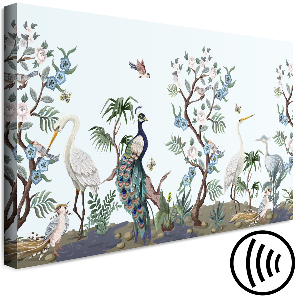 Obraz Orientalne Ptaki - żurawie I Pawie Wśród Roślinności I Kwiatów