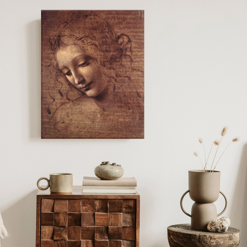 Schilderij  Leonardo Da Vinci: Head Of A Young Woman (Leda)