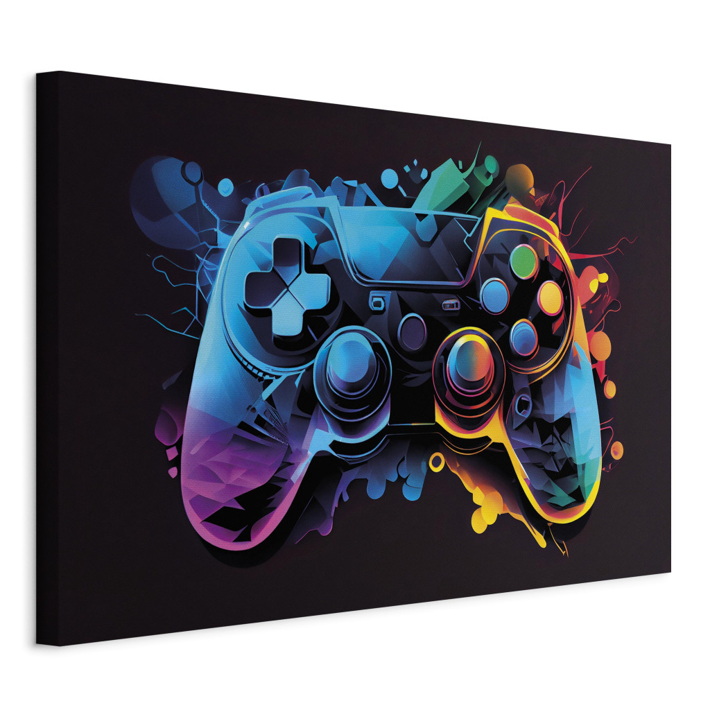 Schilderij Colorful Gameplay - Game Controller In Multi-Colored Backlight [Large Format]